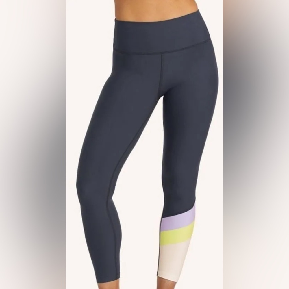 Peloton Cadent Colorblock Legging Womens Size Small Navy with Stripes